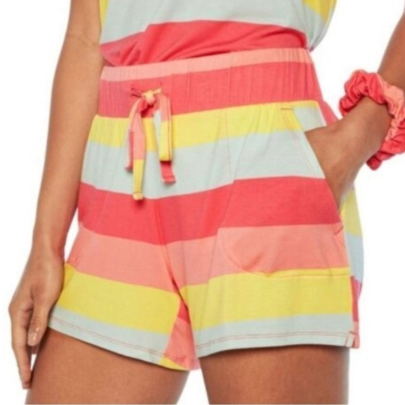 Wildfox Lounge Shorts Matching Hair Scrunchie‎ Set Italian Ice Stripes XL NEW - Picture 1 of 8